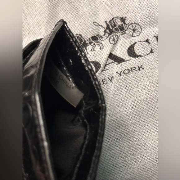 Coach Patent Leather mini C monogram card holder with dust bag - Picture 10 of 11